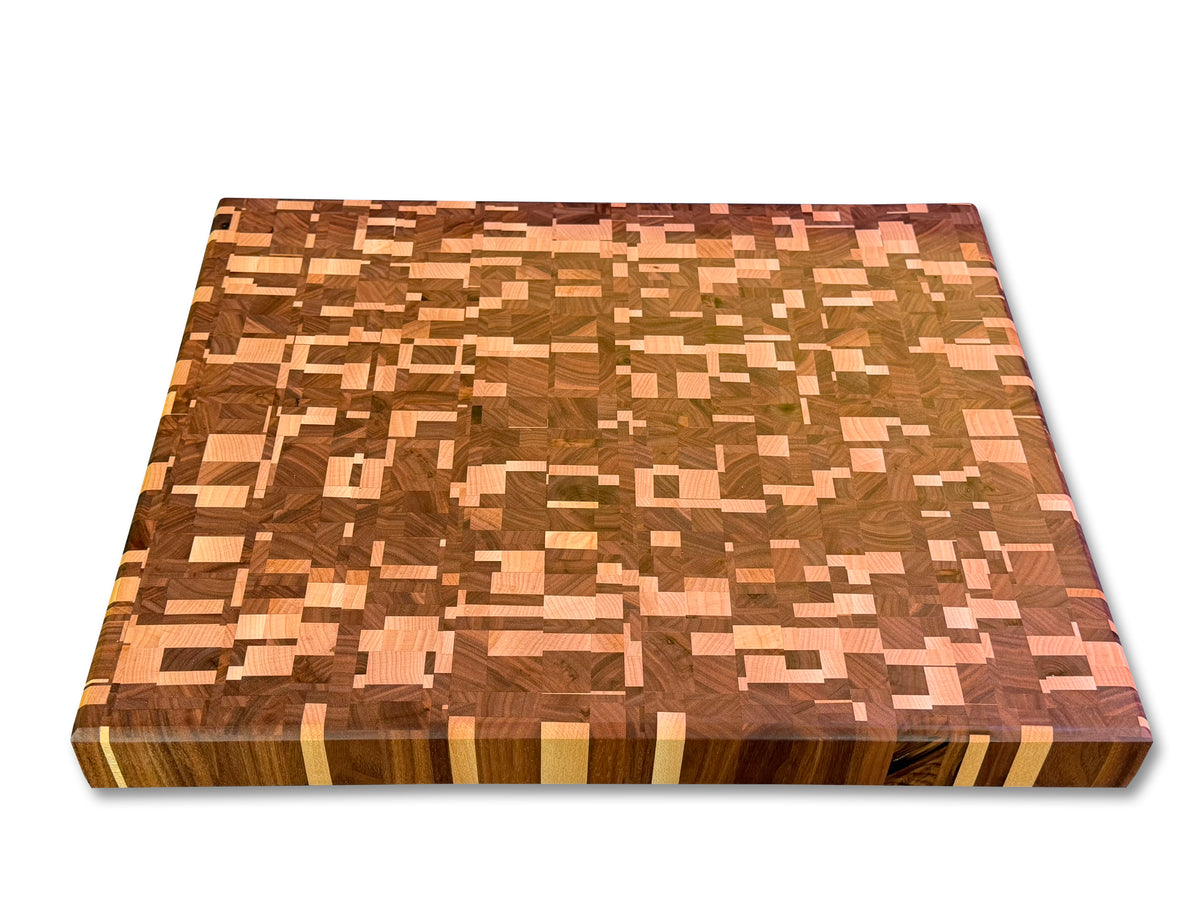 Maple and Walnut Chaotic End Grain Cutting Board