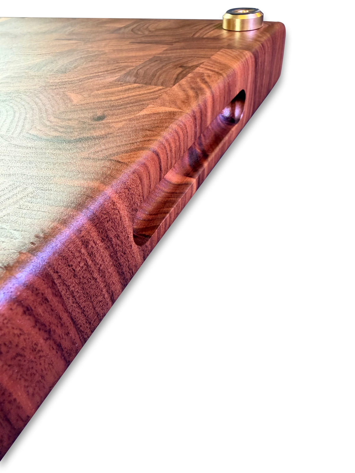 The Walnut Butcher Block — End Grain Prep Board with Juice Groove & Brass Feet
