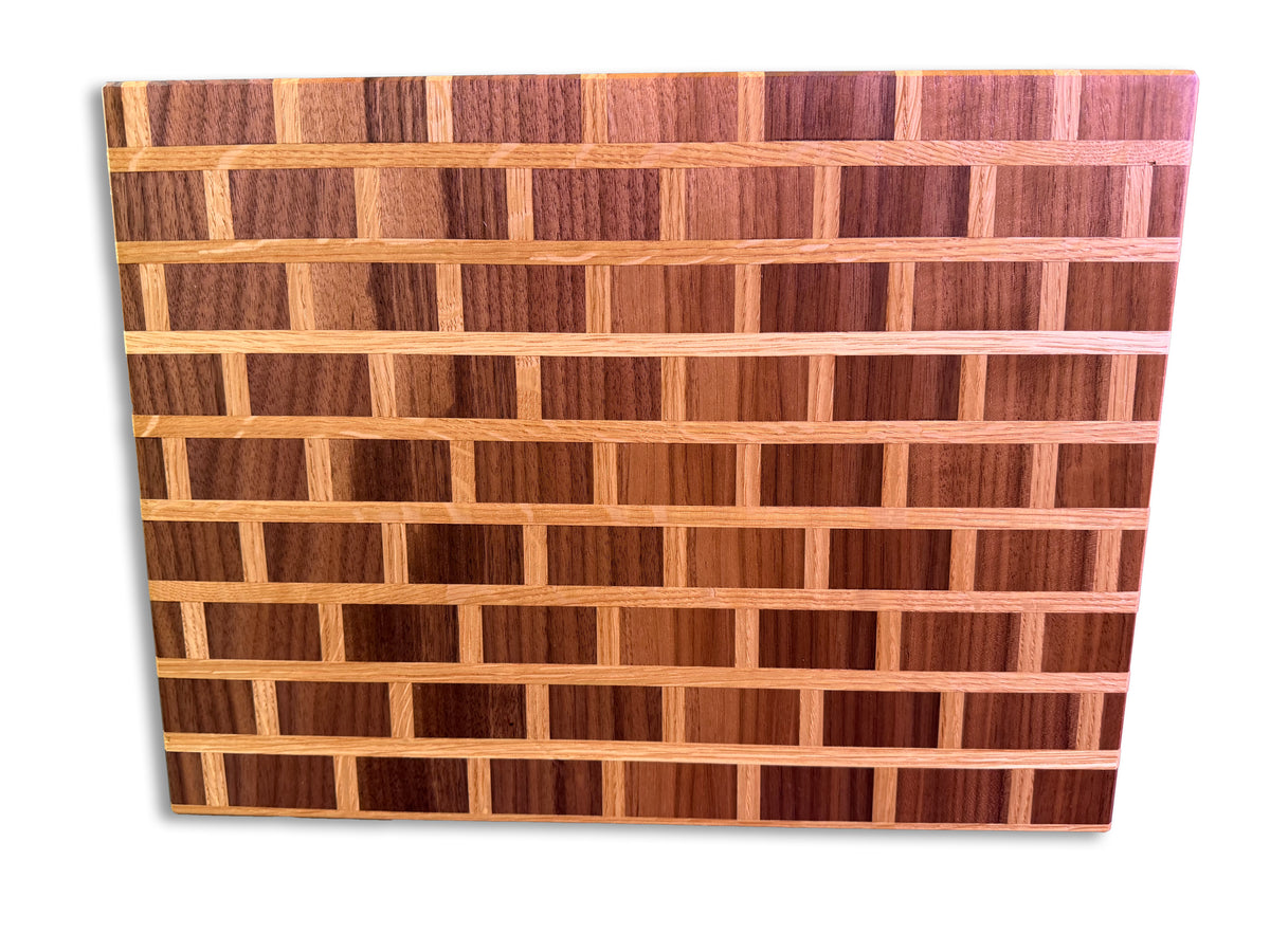 Walnut and White Oak Edge Grain Brick Pattern Cutting Board
