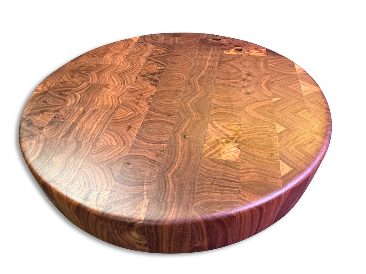 Round End Grain Walnut Butcher Block