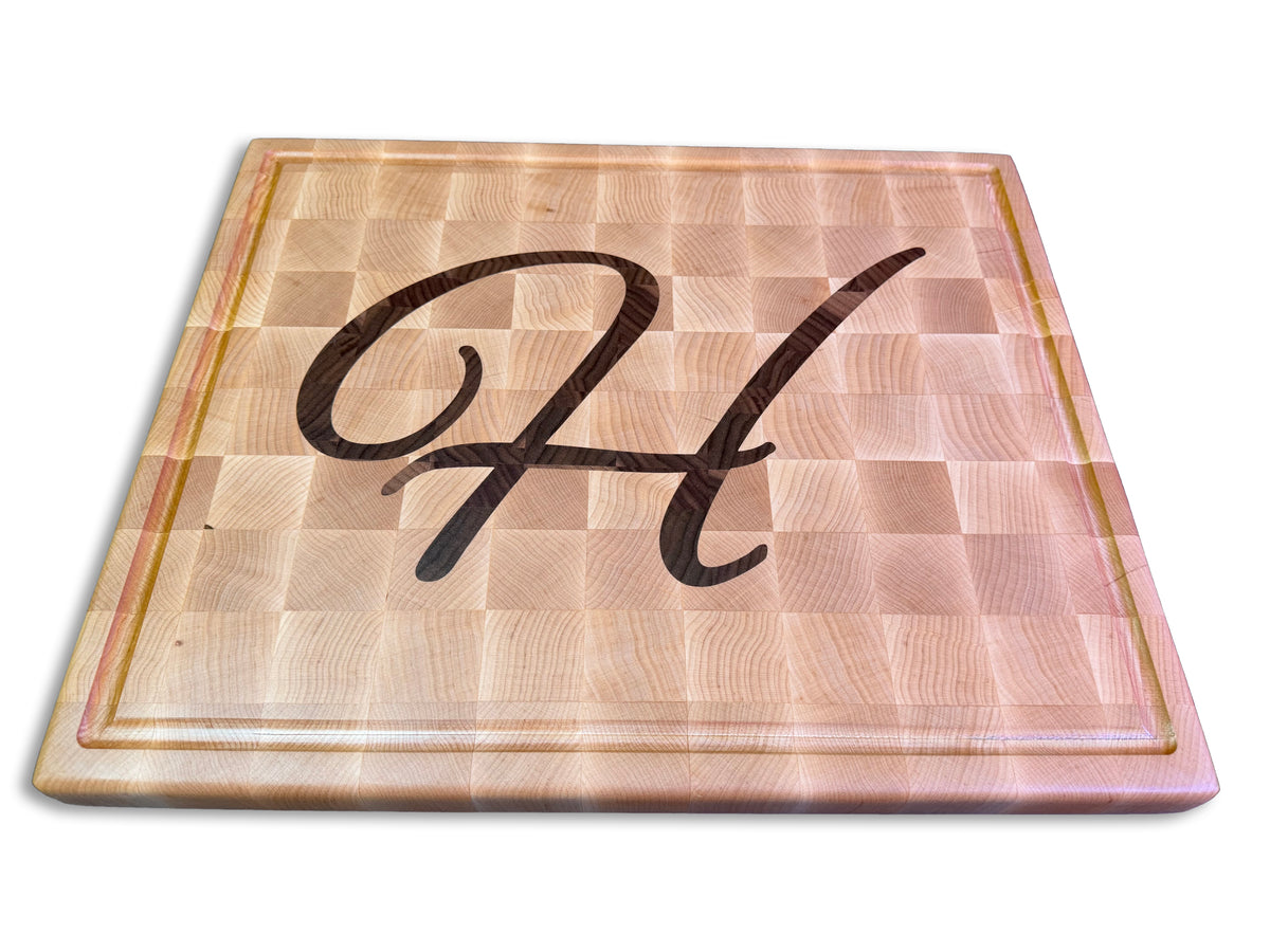 Maple and Walnut Monogram End Grain Cutting Board