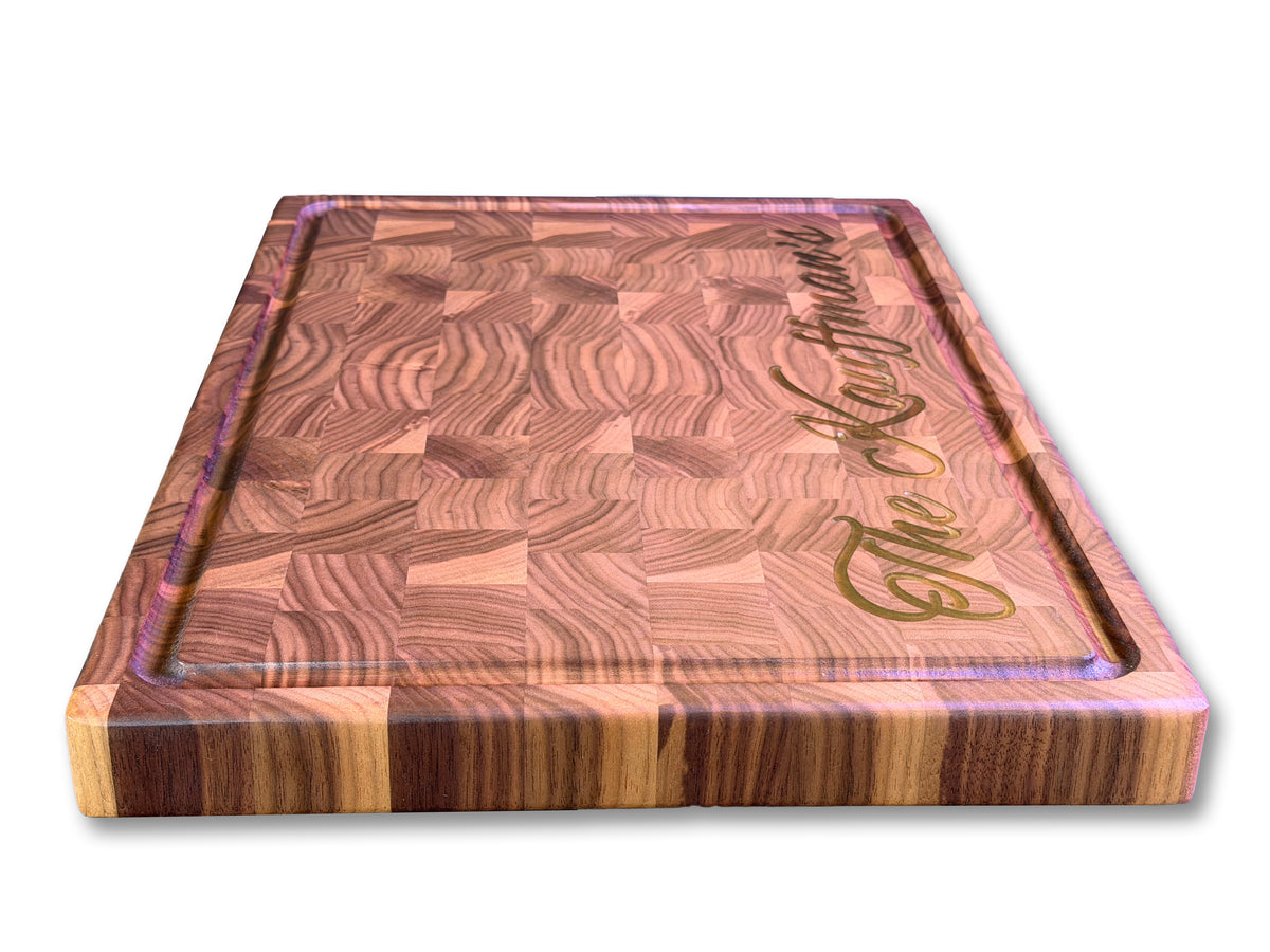 Walnut End Grain Cutting Board with Epoxy Name