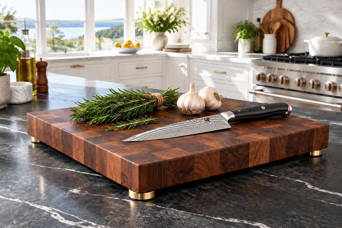 Boulder Board & Block Co. Homepage Hero with Miyabi Knife