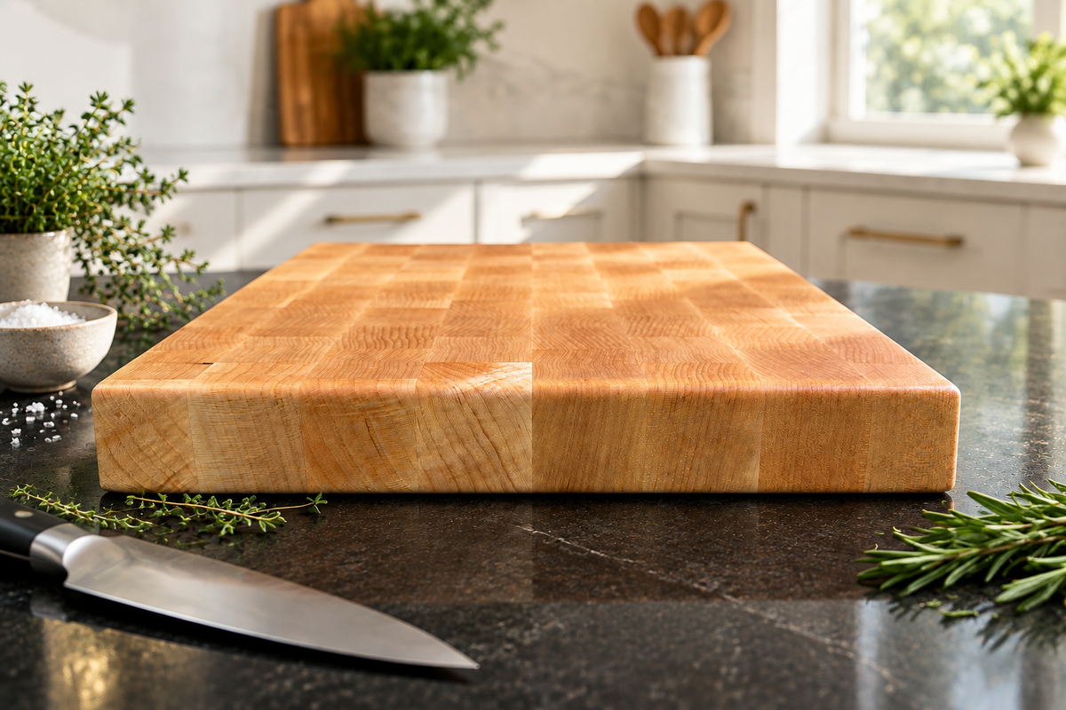 Maple End Grain Cutting Board – Bright Kitchen, Dark Granite