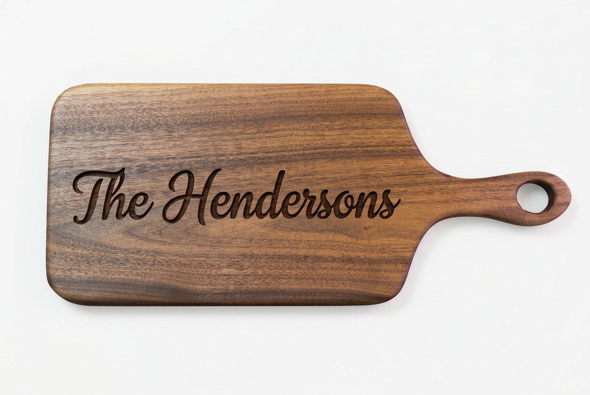 Single walnut board with matching script engraving