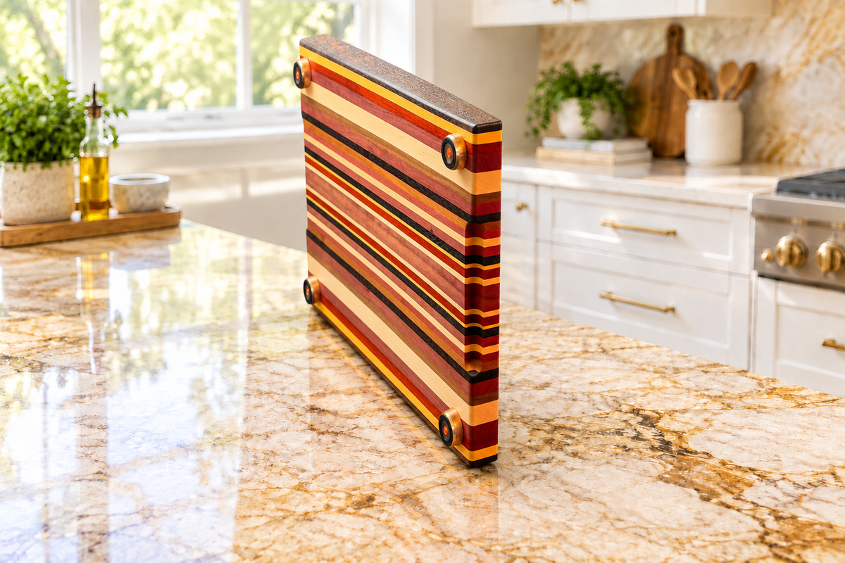 Tropical Hardwood Board Upright 45 Degree Angle on Quartzite